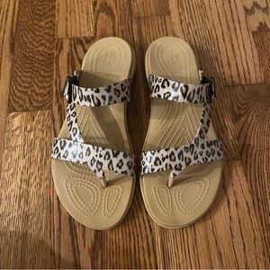 Crocs cheetah print sandals